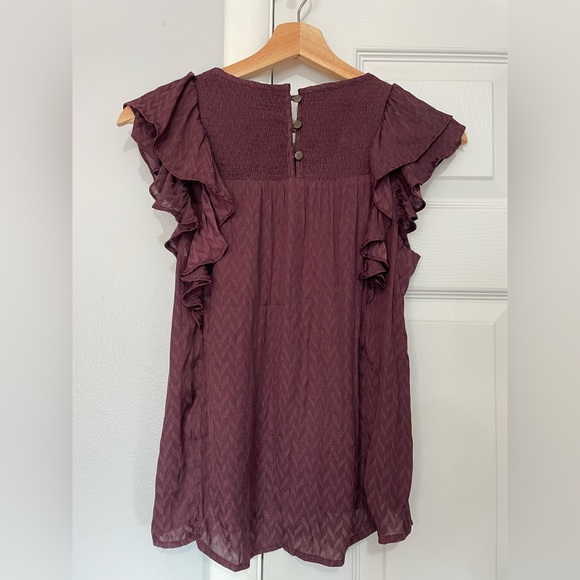 NWT ANTHRO MEADOW RUE majolica blouse in plum 2p - Picture 6 of 7